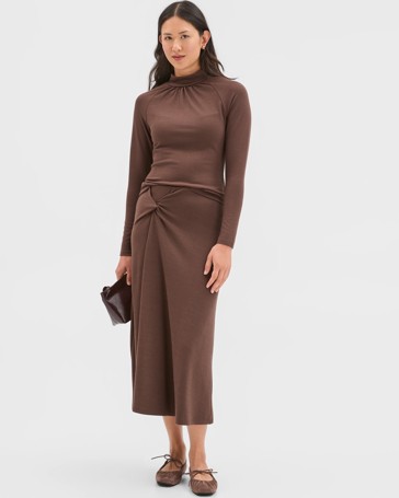 Preview Long Sleeve High Neck Drape Top