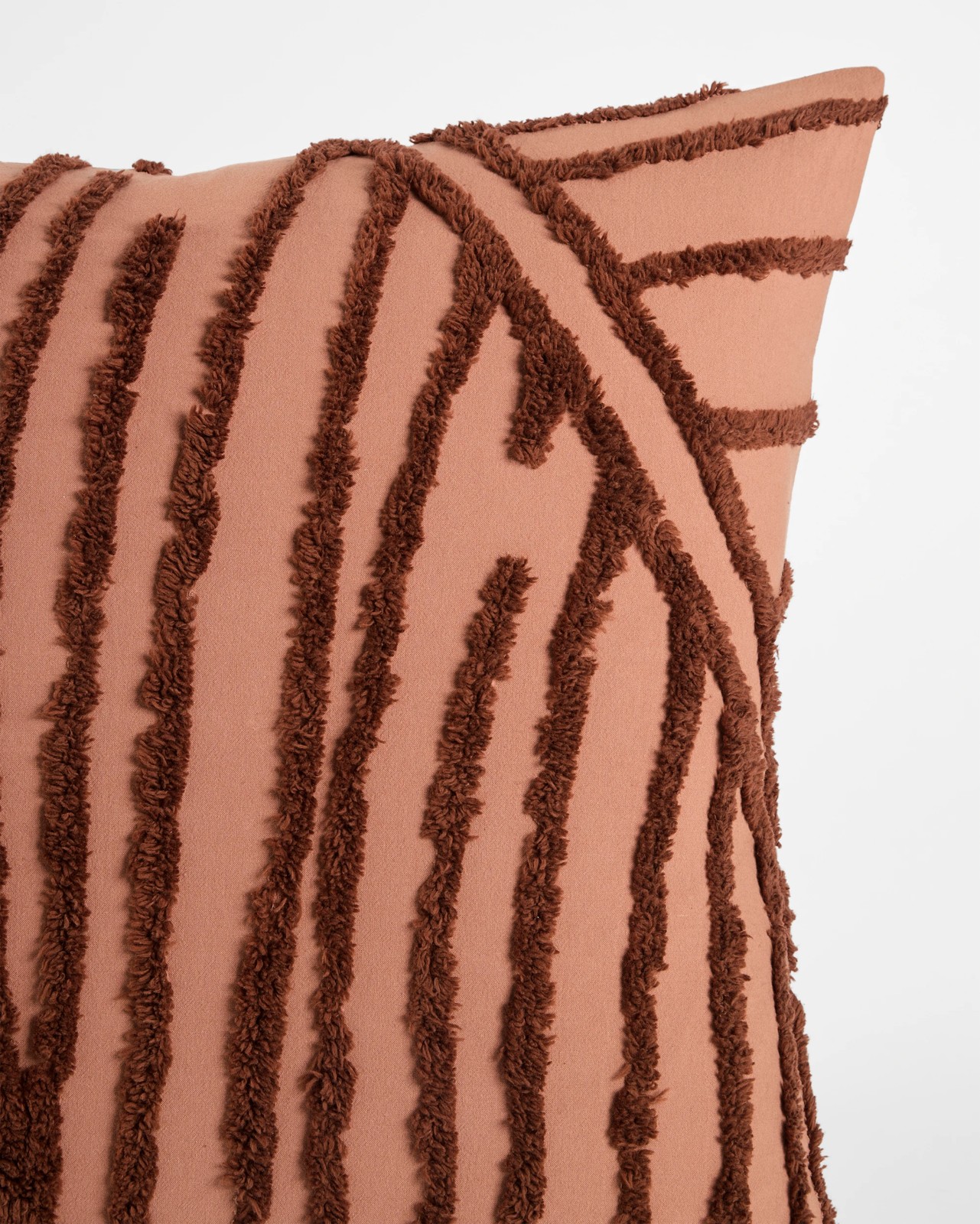 Oakley Cotton Textured Leaf European Pillowcase - Mocha 3 of 3