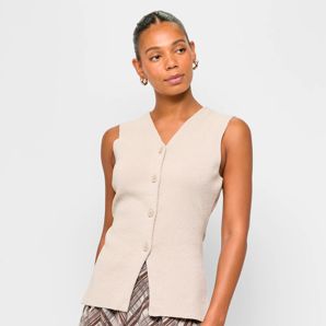 Sleeveless Cinched Waist Knit Vest - Preview thumbnail 2