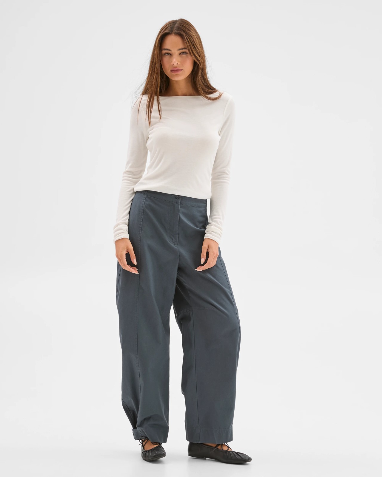 Lily Loves Australian Cotton Barrel Leg Cargo Pants  - Steel Grey 3 of 5