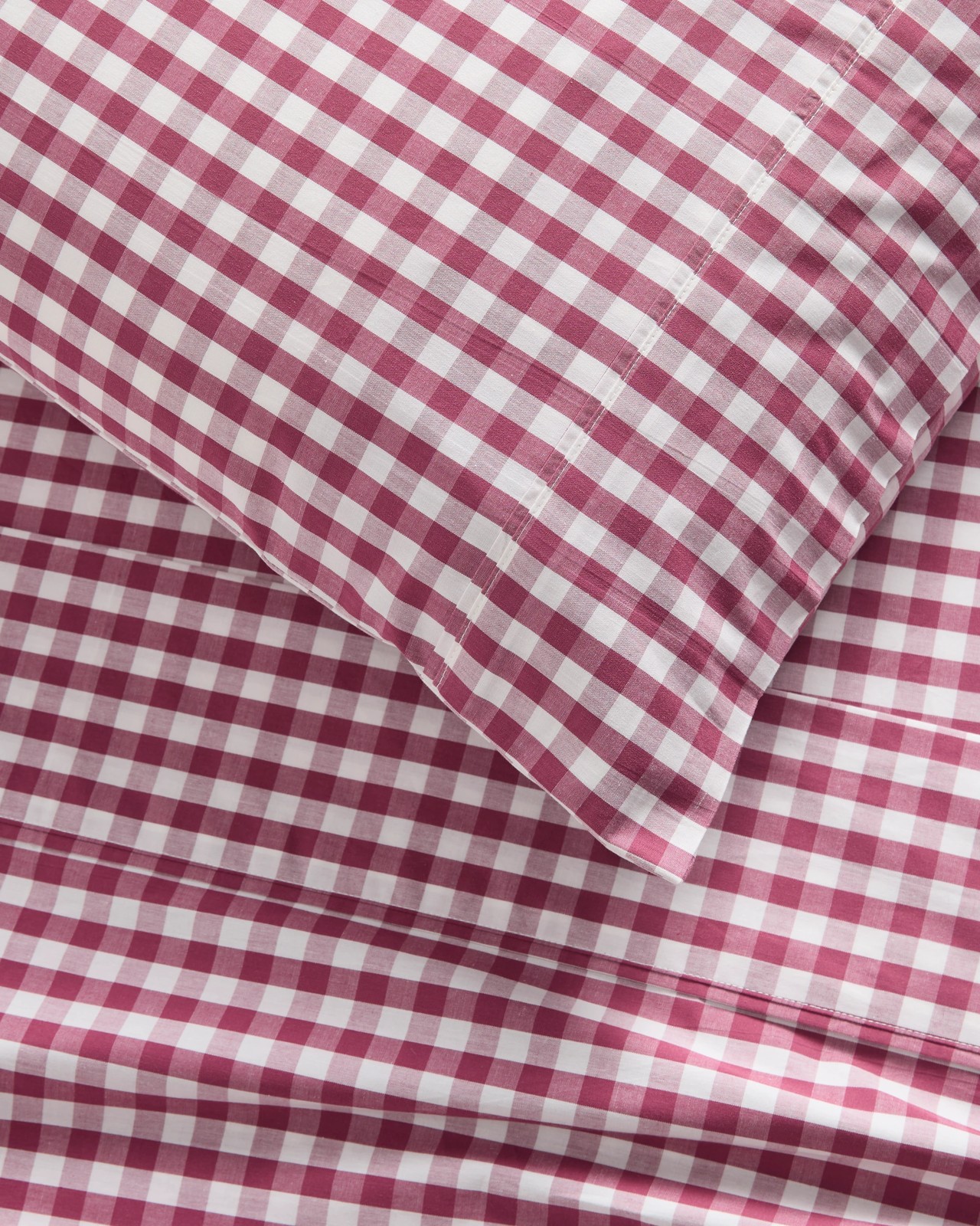 Gingham Australian Cotton Mix & Match Flat Sheet - Vintage Rose - QB 2 of 5