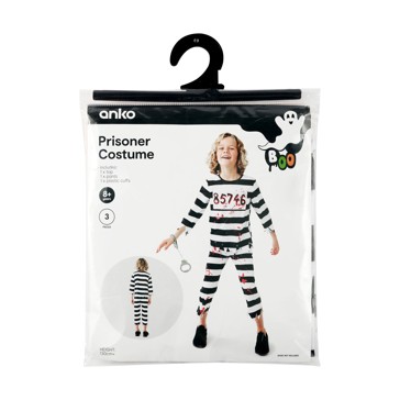 3 Piece Prisoner Costume - Ages 8+