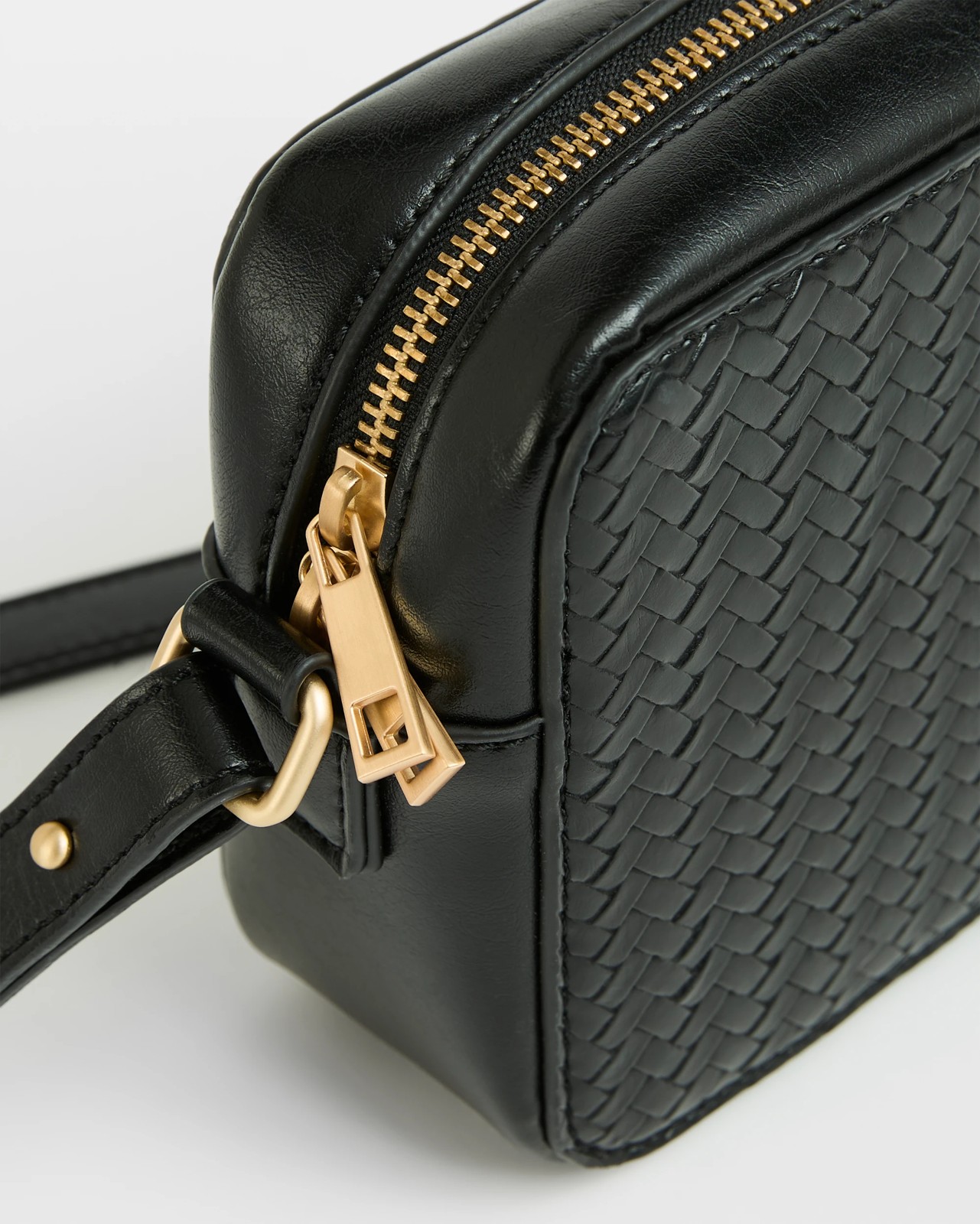Embossed Weave Camera Crossbody Bag - Black 2 of 2