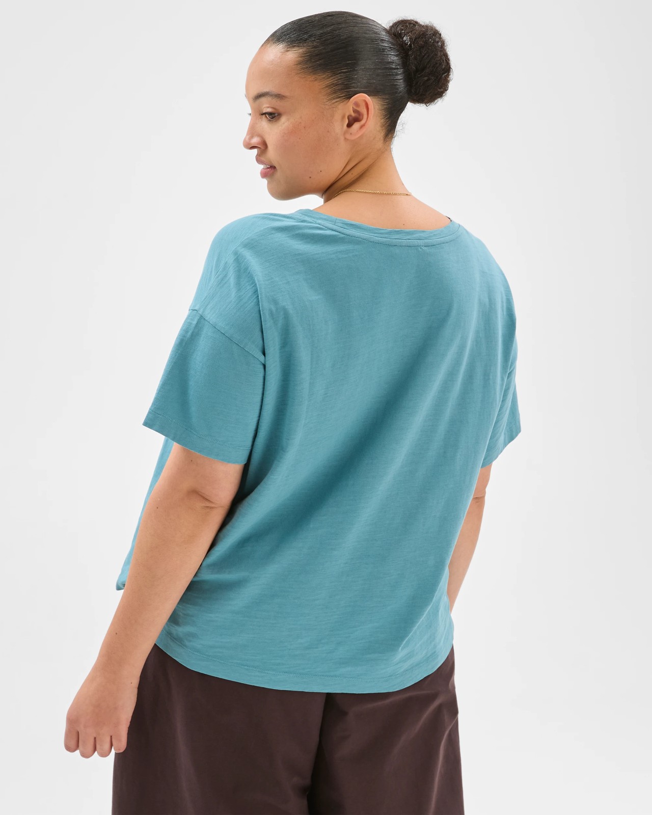 Plus Size Australian Cotton Slub Boxy T-Shirt - Soft Ocean 6 of 6