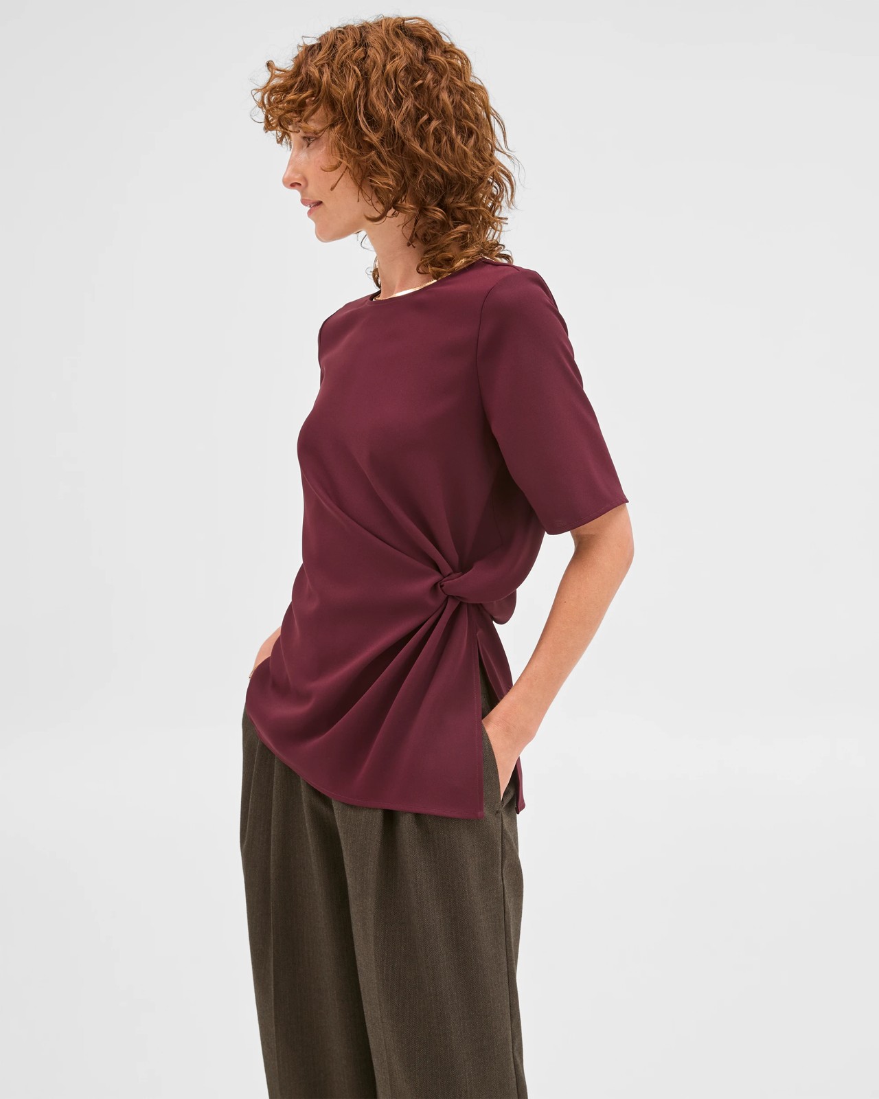 Preview Short Sleeve Knot Detail Blouse 4 of 5