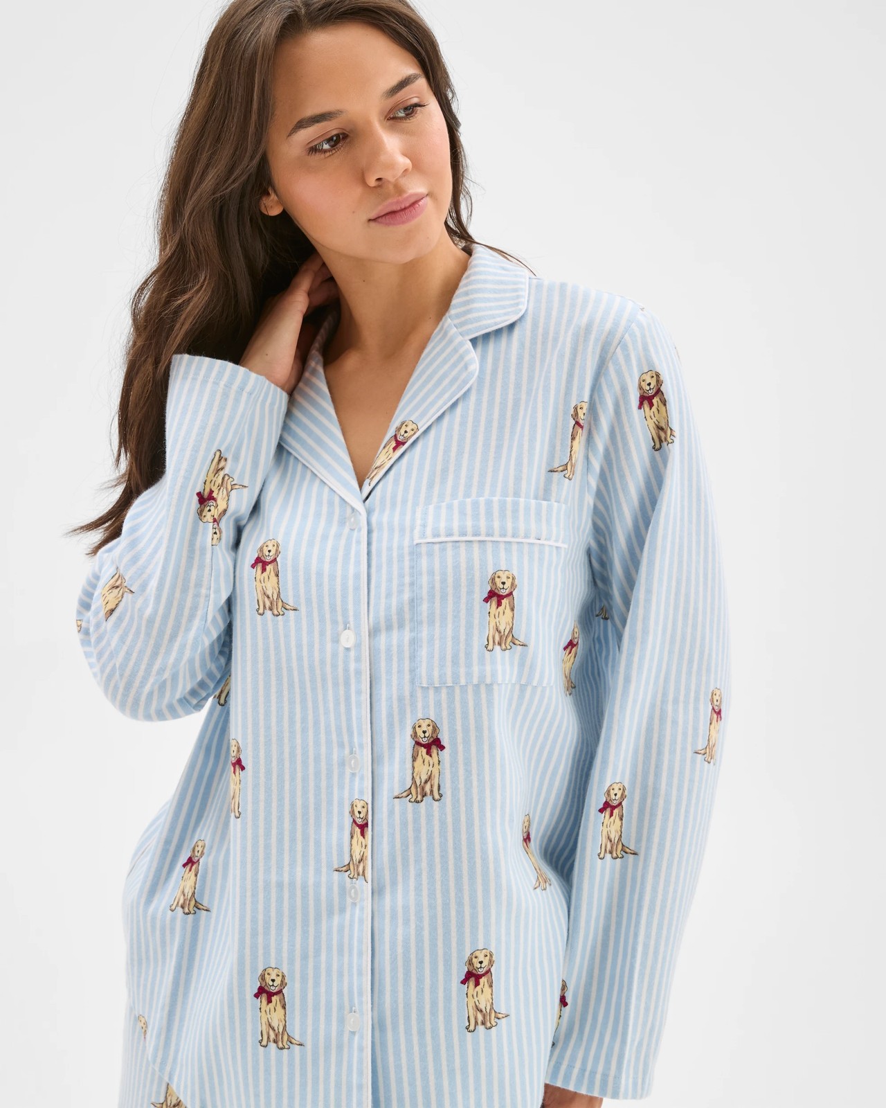 Australian Cotton Flannelette Pyjama Set - Golden Retriever Stripe 2 of 6