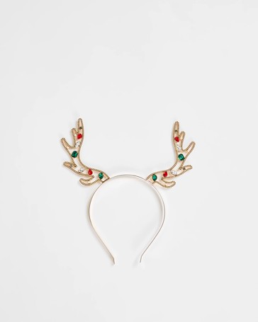 Kids Christmas Metal Jewelled Antler Headband