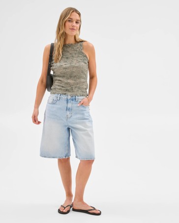 Lily Loves Plisse Mesh Boat Neck Tank Top