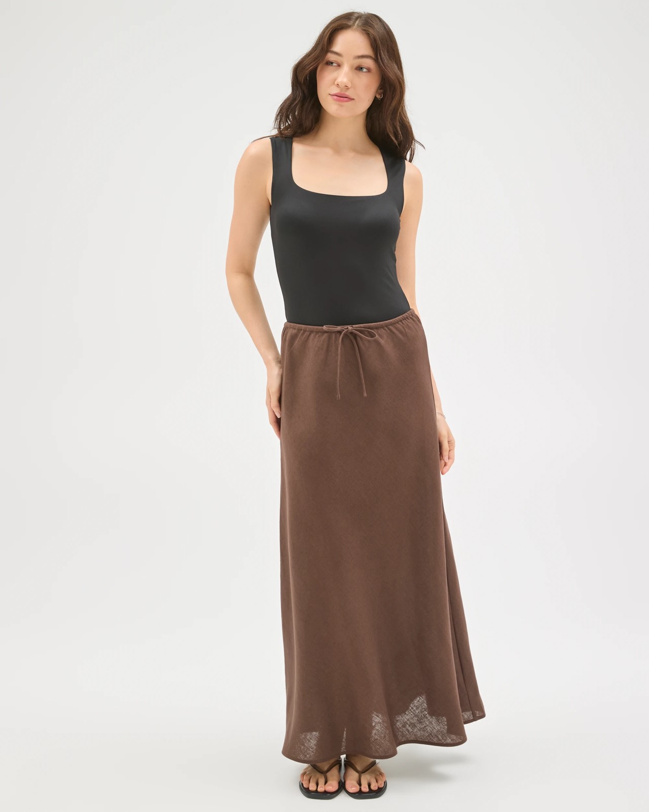 Lily Loves European Linen Maxi Skirt - Bark 2 of 5