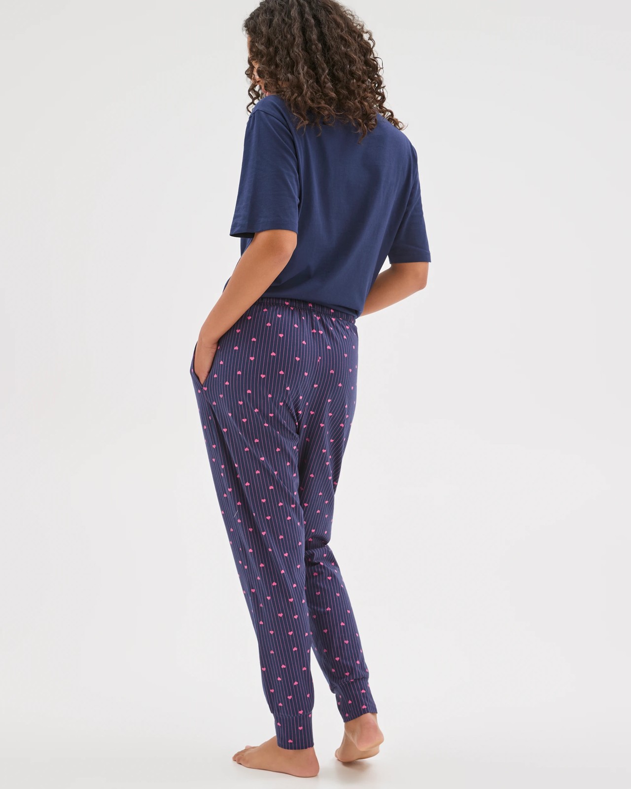 Australian Cotton Printed Sleep Joggers - Heart Navy 6 of 6