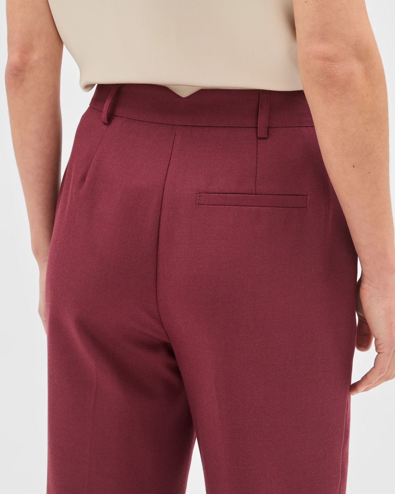 Preview Textured Tailoring Straight Leg Pants  - Sangria 4 of 6