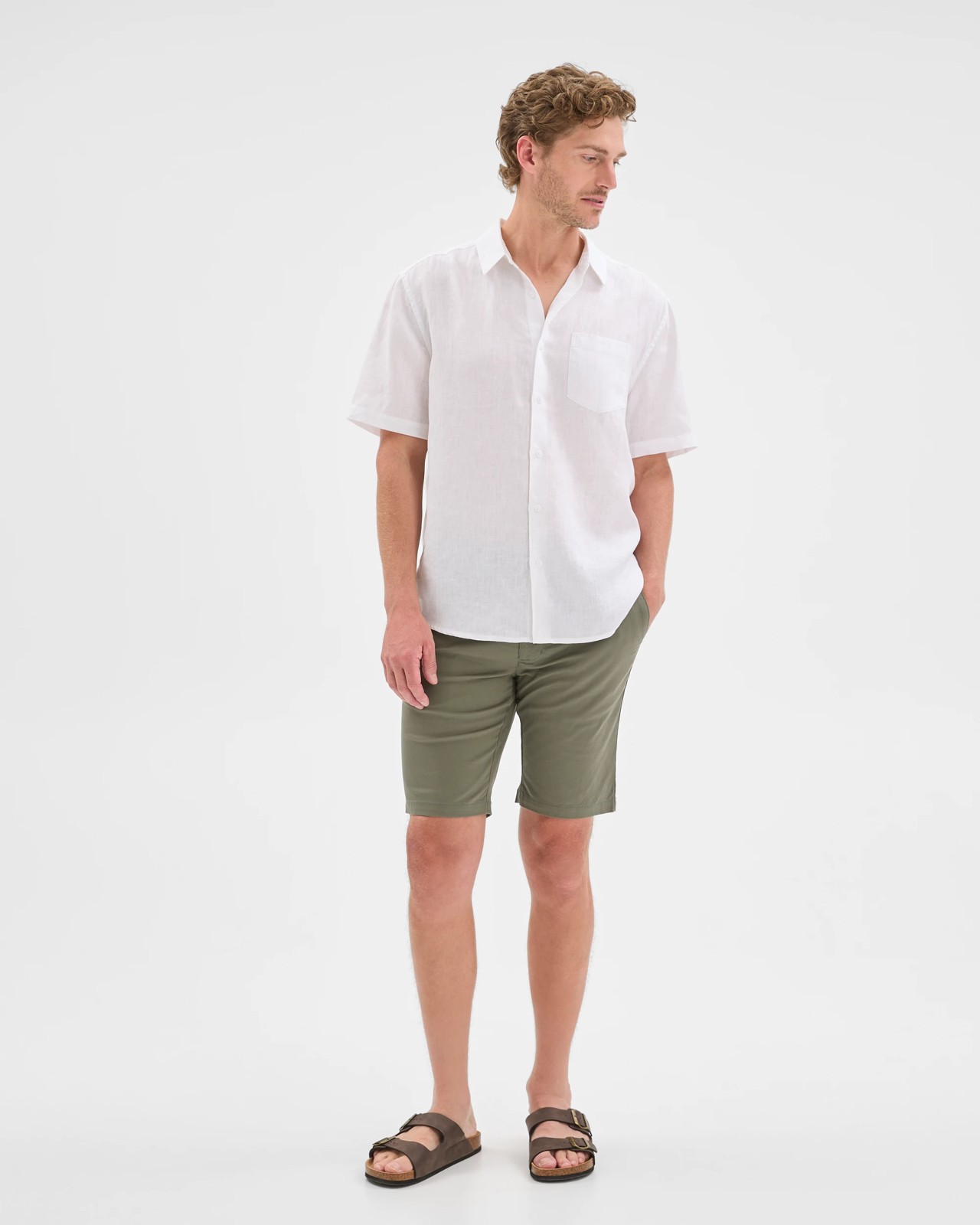 Australian Cotton Slim Chino Shorts - Mulled Basil 2 of 6
