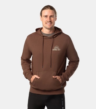 Piping Hot Long Sleeve Graphic Hoodie - Brown