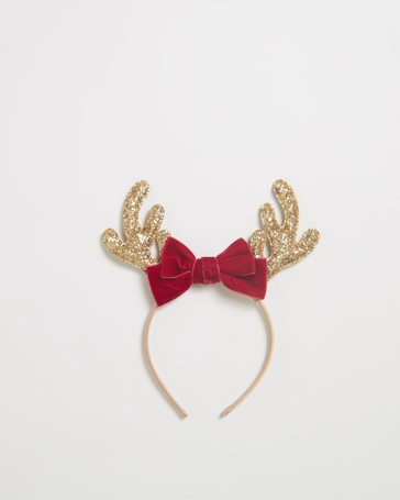 Velvet Bow Antlers Christmas Headband