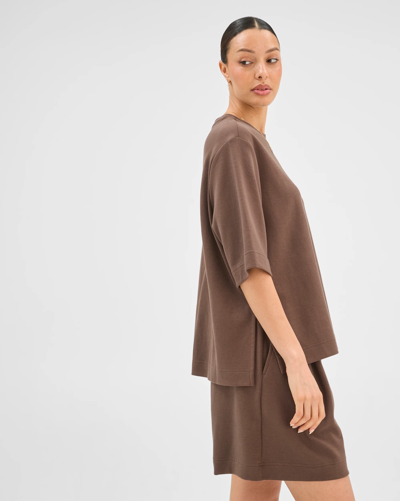 Australian Cotton Blend Oversized T-Shirt - Coffee Bean 5 of 6