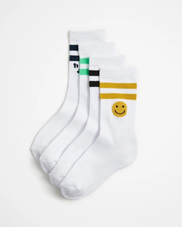 Kids Sport Stripe Crew Socks 4 Pack - Maxx