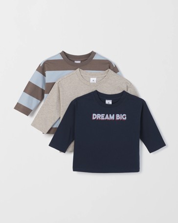 Baby Organic Cotton 3 Pack Long Sleeve T-Shirts