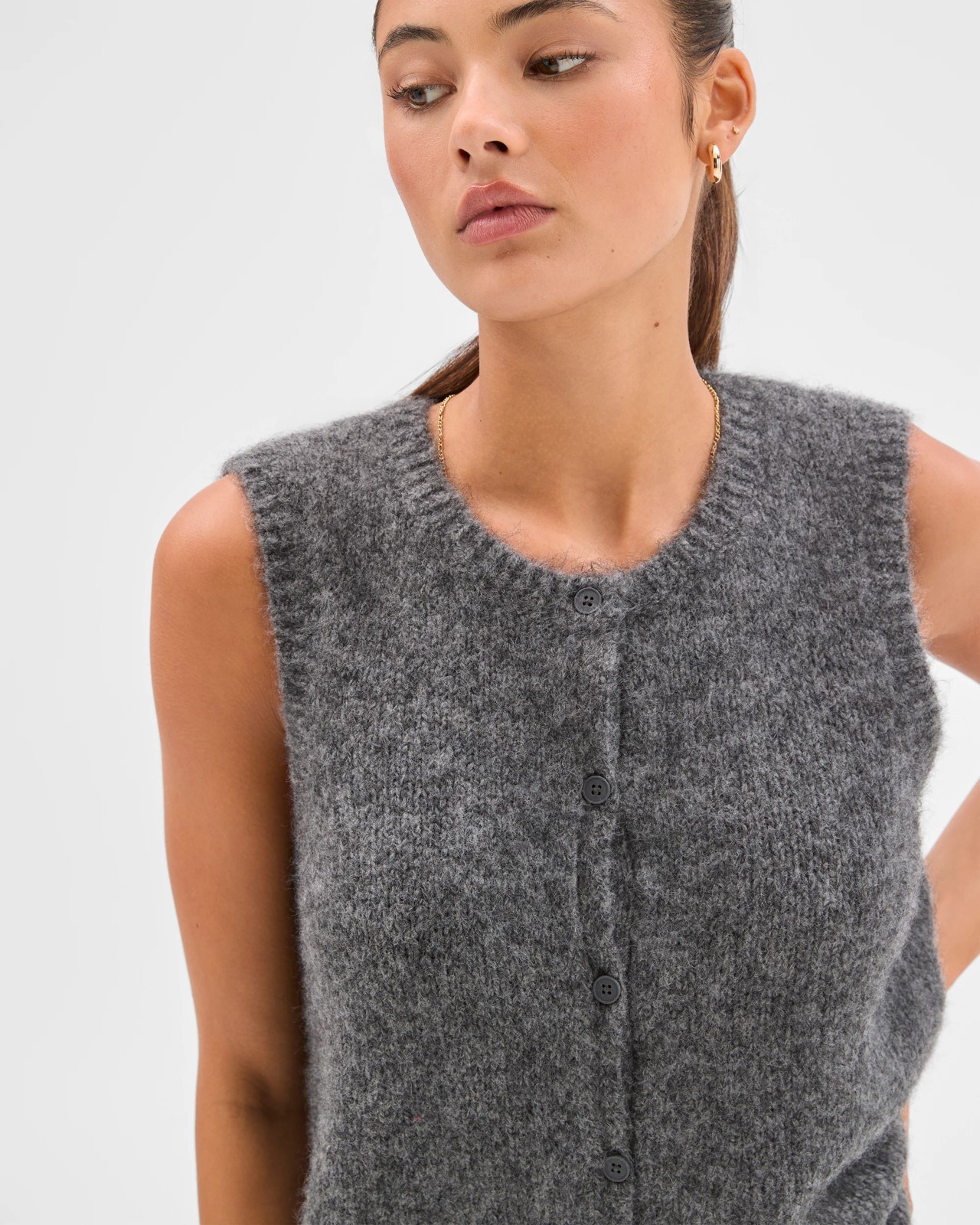 Lily Loves Fluffy Knit Vest - Graphite Marle 5 of 6