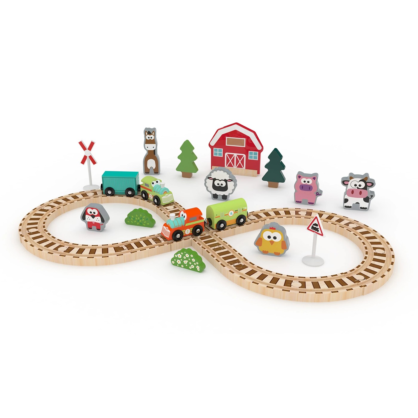 Wooden farm sale train set