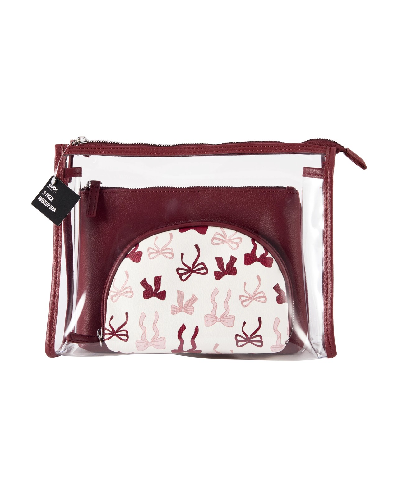 OXX Cosmetics 3 Piece Makeup Bag - Maroon and Pink 5 of 5