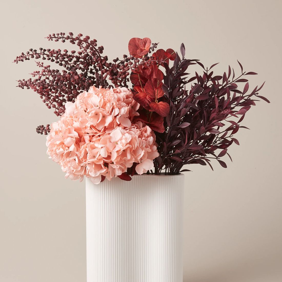 Faux Dried Coloured Flower Arrangement In Ribbed Vase Target Australia