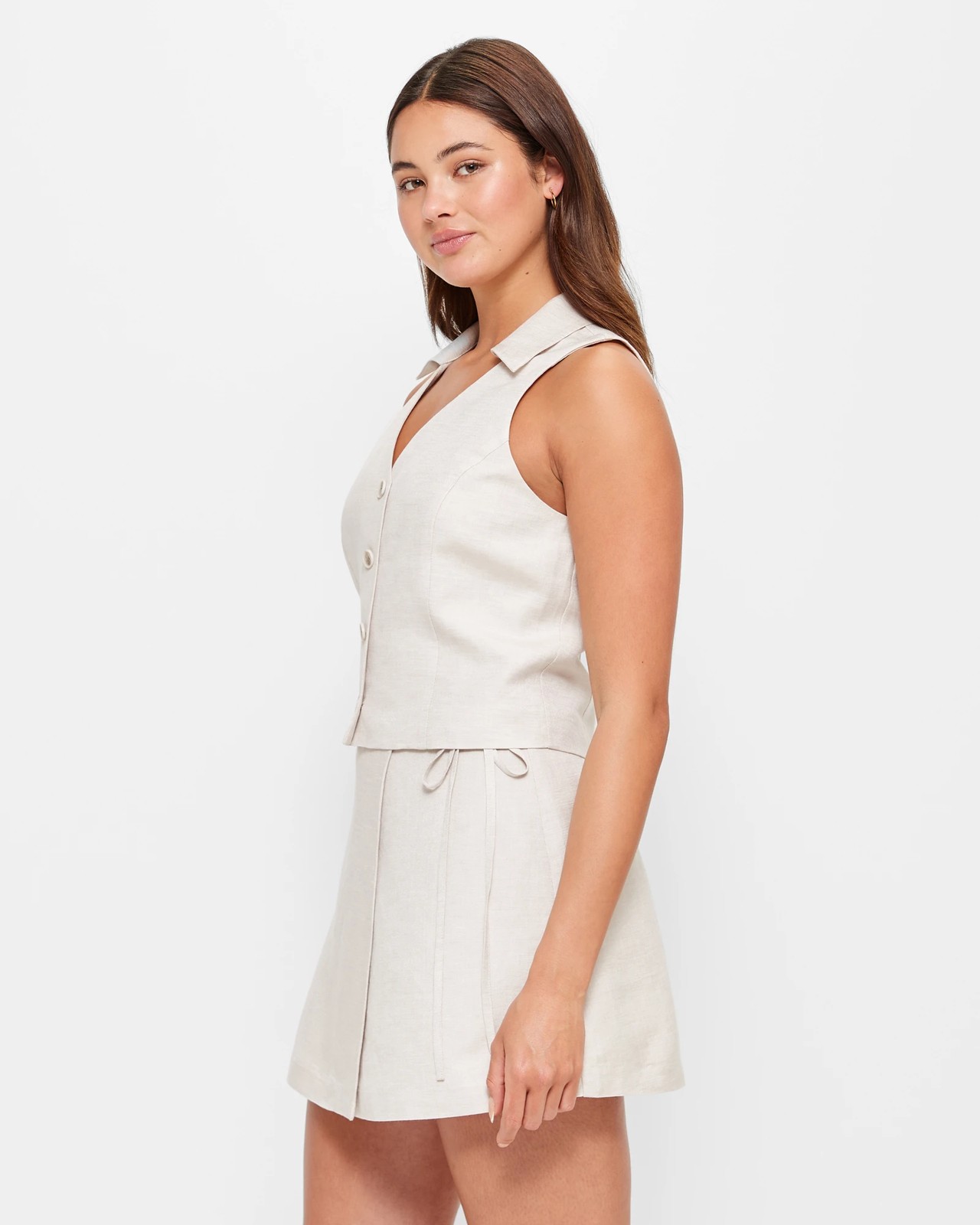 European Linen Blend Wrap Mini Skirt - Lily Loves 3 of 5