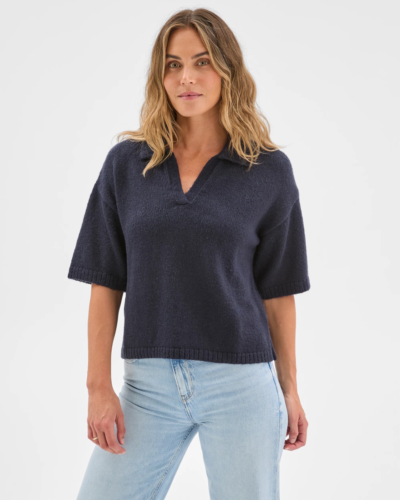Twist Slub Polo Knit T-Shirt - Ink Navy Marle 3 of 6