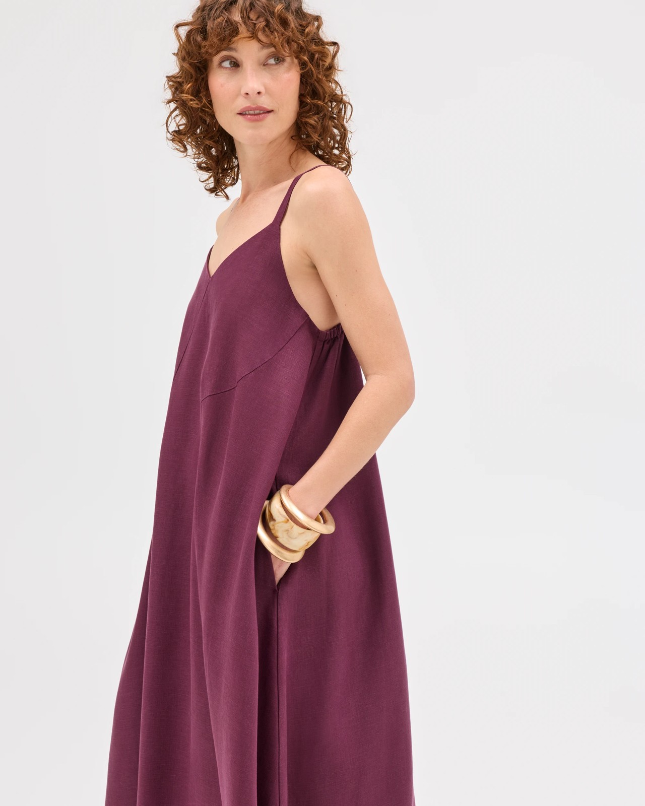 Sleeveless V-Neck Seam Detail Maxi Dress - Merlot 5 of 5