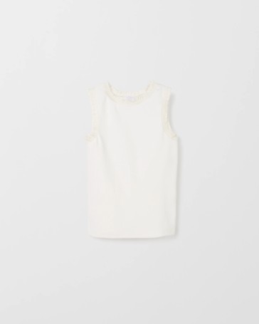 Australian Cotton Lace Trim Pointelle Tank Top
