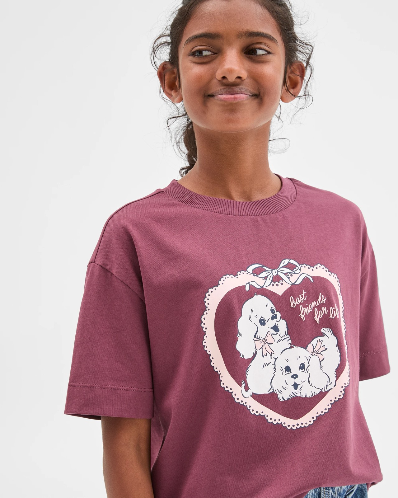 Australian Cotton Longline Print T-Shirt - Burgundy 2 of 5