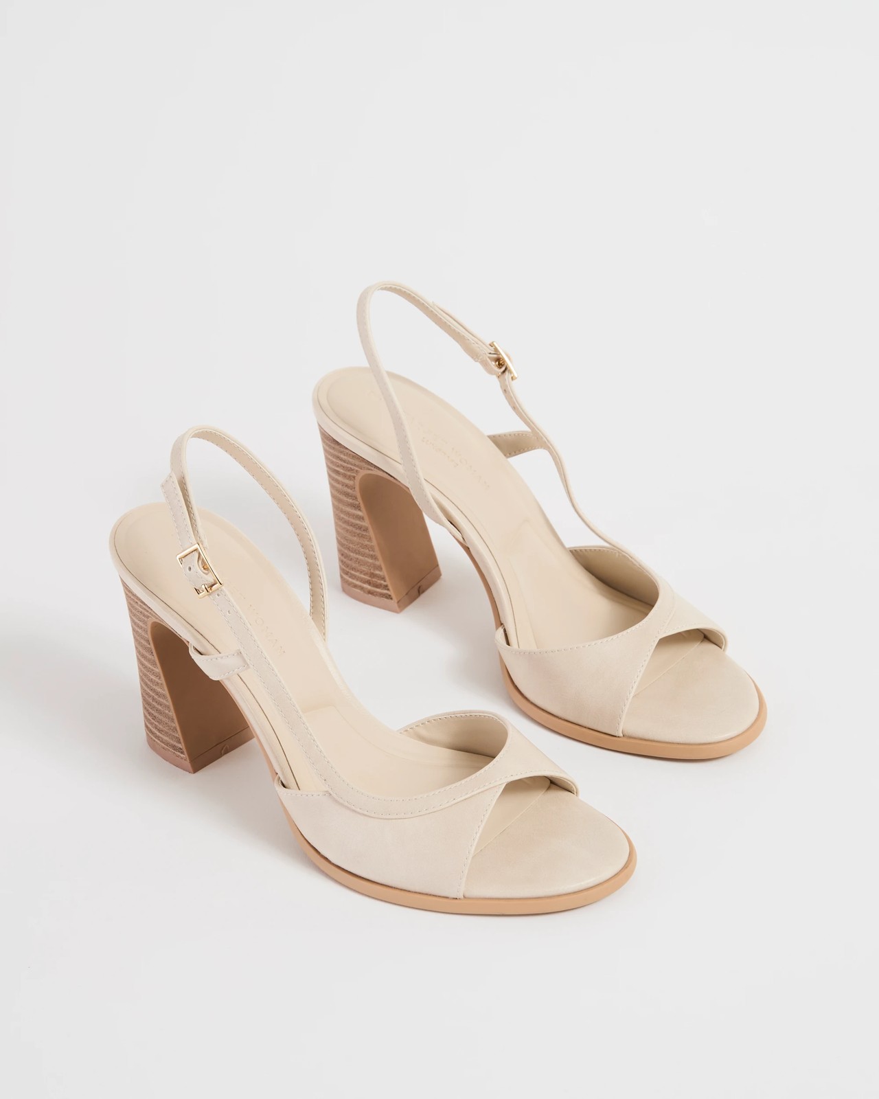 Stacked Wood Slingback Heels - Ava - Ivory 2 of 3