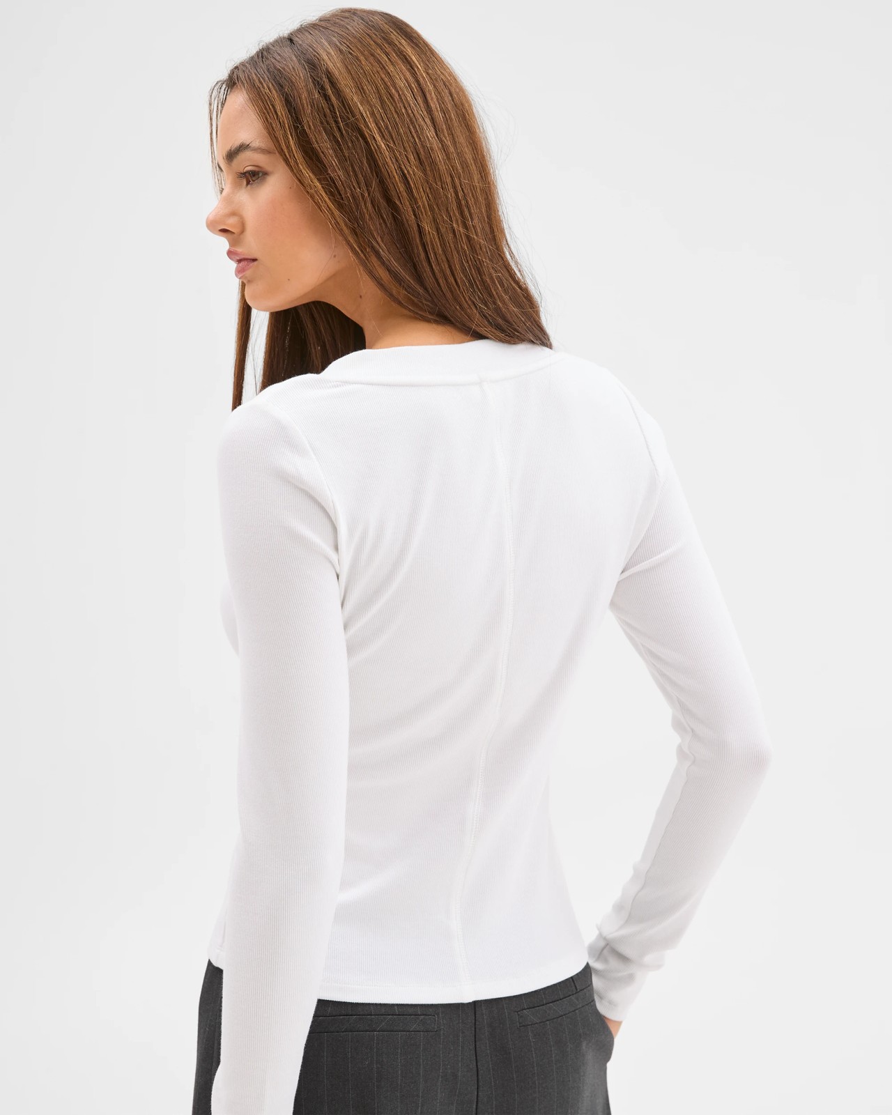 Lily Loves V-Neck Long Sleeve Top - Lily White 5 of 5