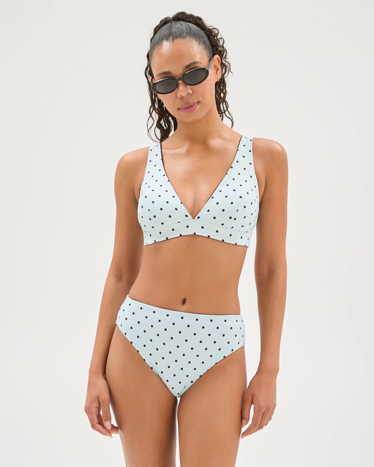 Resort Reversible V-Neck Matte Micro Swim Bikini Top - Blue Spot 3 of 5
