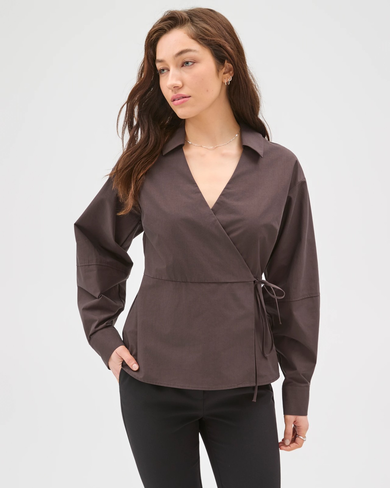 Lily Loves Australian Cotton Wrap Poplin Shirt - Truffle 3 of 5