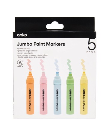 Anko 5 Pack Jumbo Paint Markers - Pastel