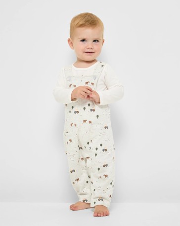 Baby Fleece Overall & Tee Set 2 Piece