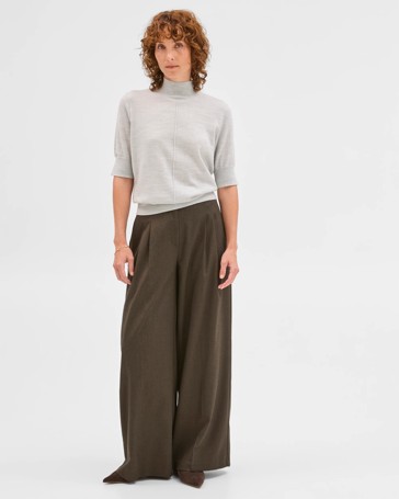 Preview Mock Neck Stitch Detail Merino Top