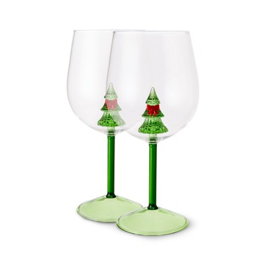 Anko 2 Christmas Tree Wine Glasses