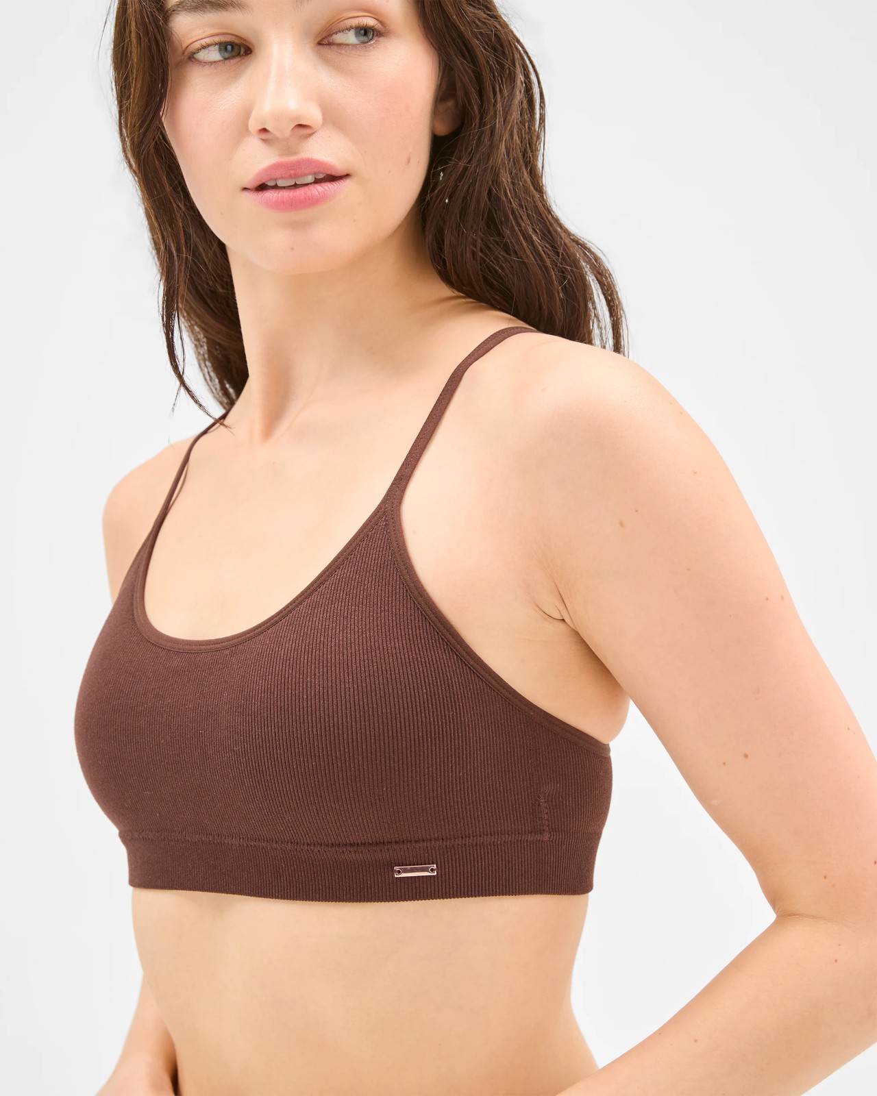 Lily Loves Rib Wirefree Crop Top - Chocolate 4 of 5