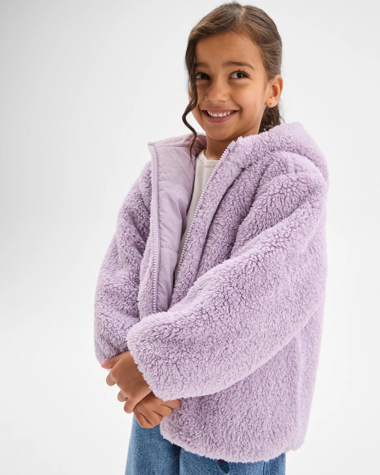 Reversible Hooded Heart Pocket Puffer Jacket - Purple 2 of 5