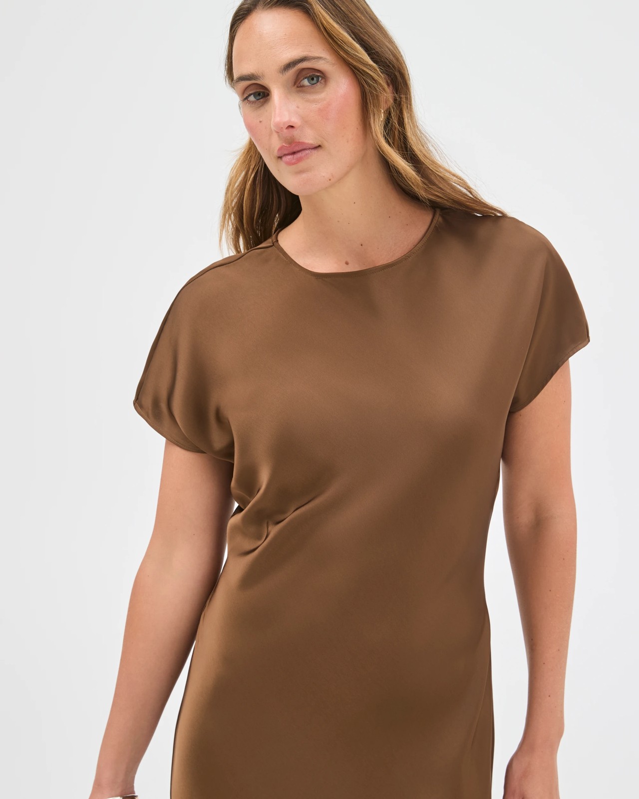 Preview Lace Trim Satin Midi Dress - Fall leaf 4 of 5