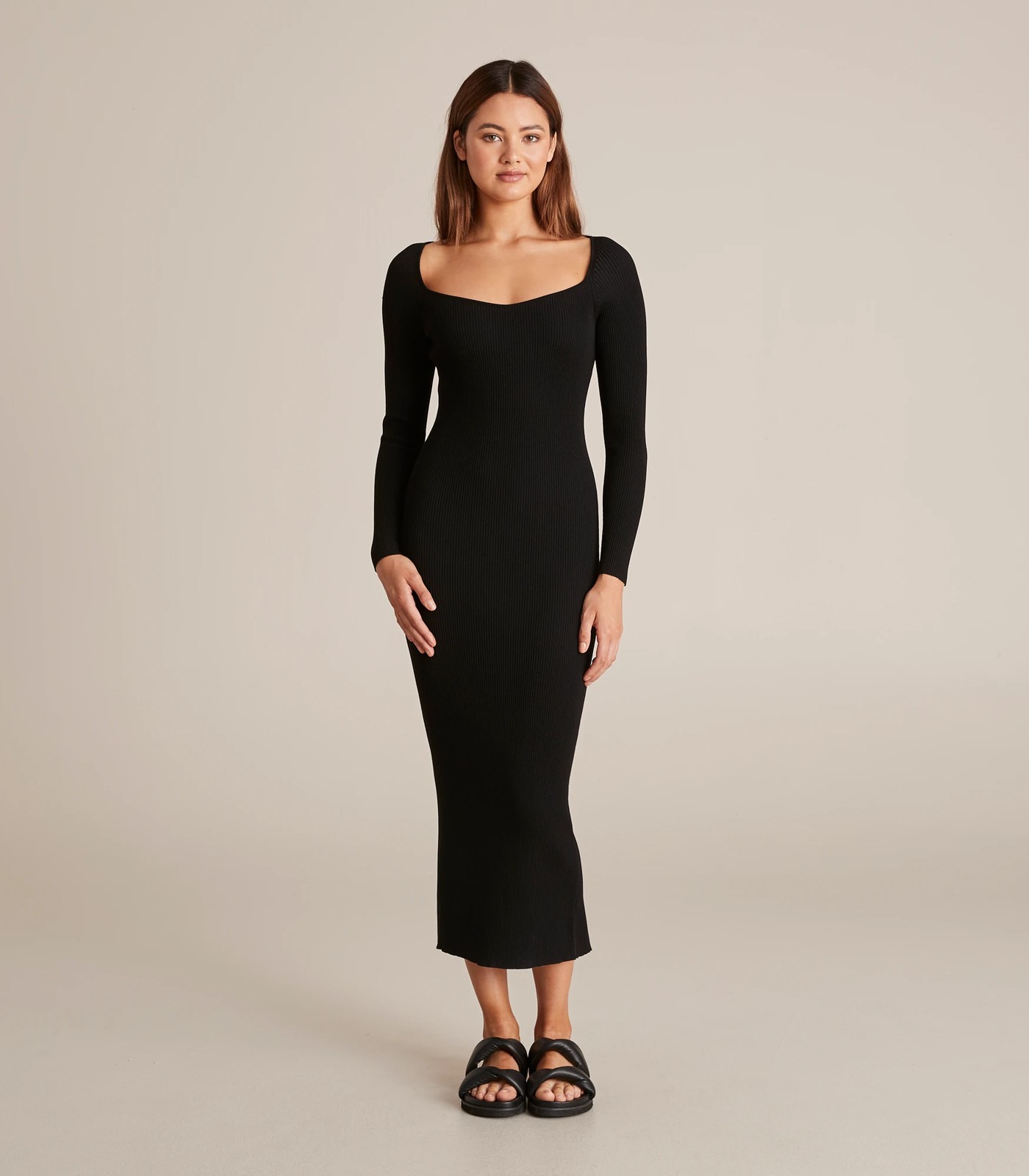 Lily Loves Square Neck Knit Midi Dress