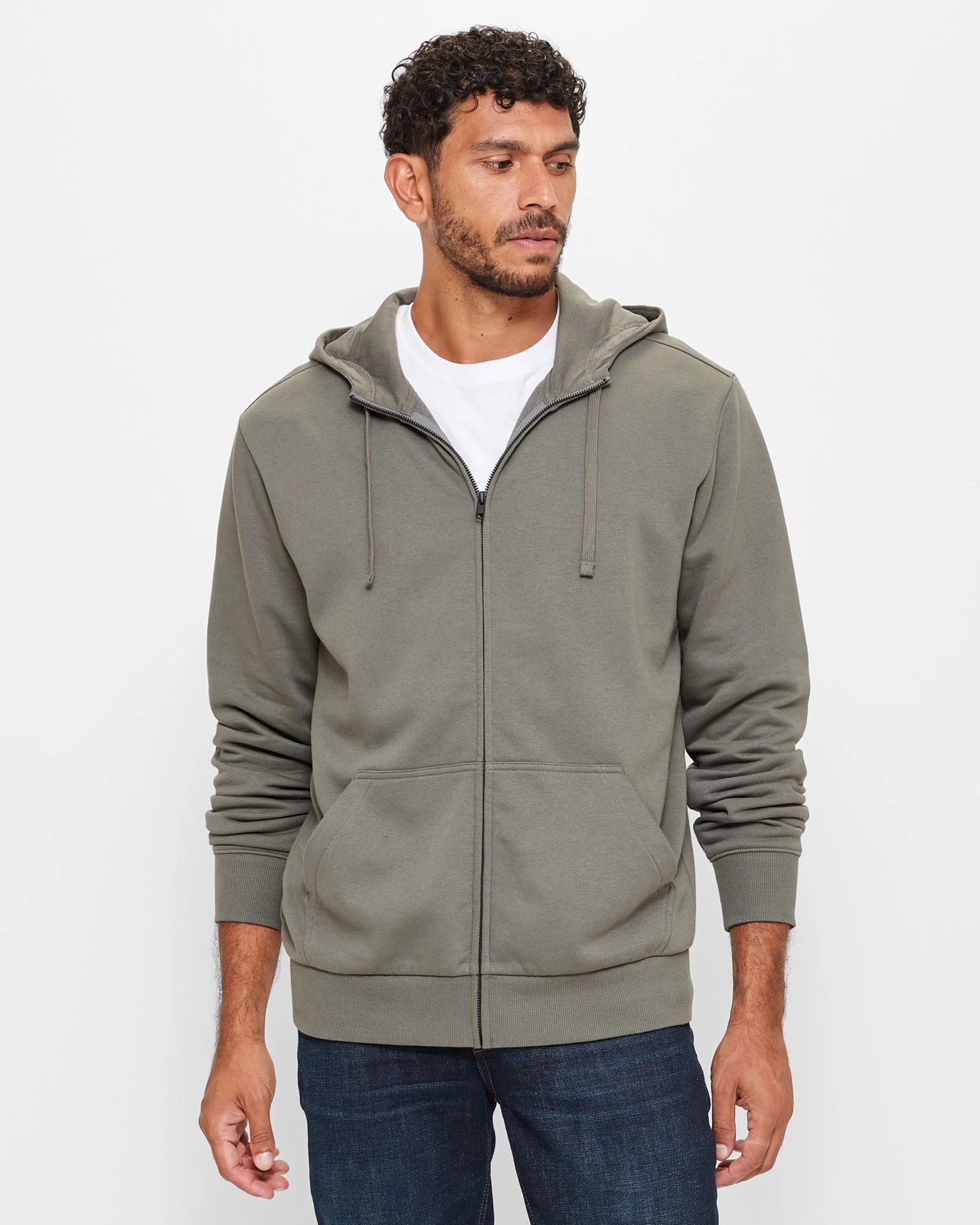 Fleece Zip Thru Hoodie - Grey