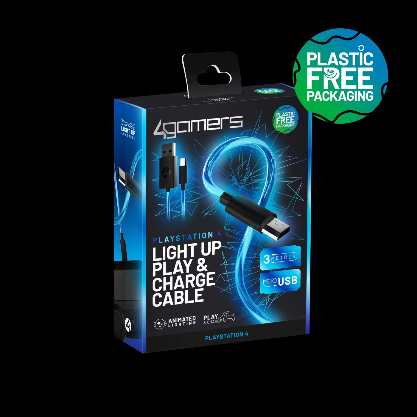 4Gamers Light-Up 3M Micro USB Play & Charge Cable 2 of 2