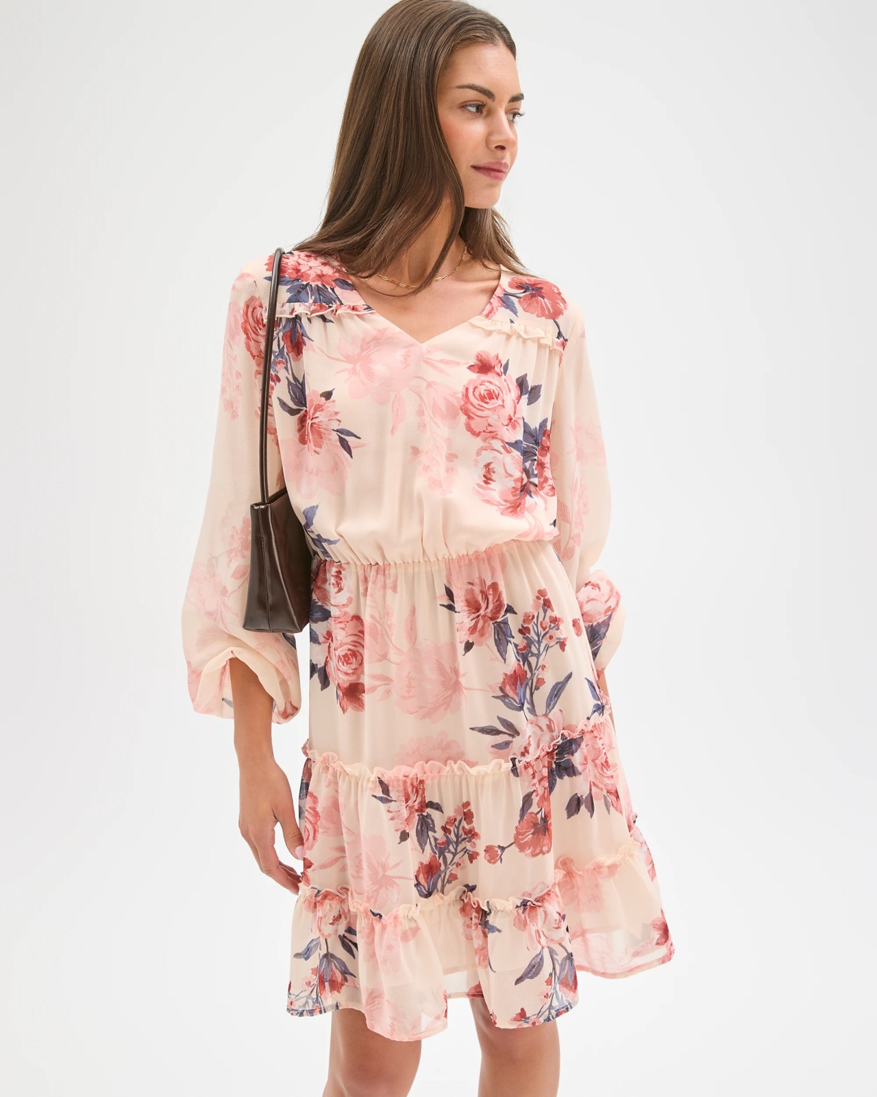 Petites Tiered V-Neck Mini Dress 2 of 5