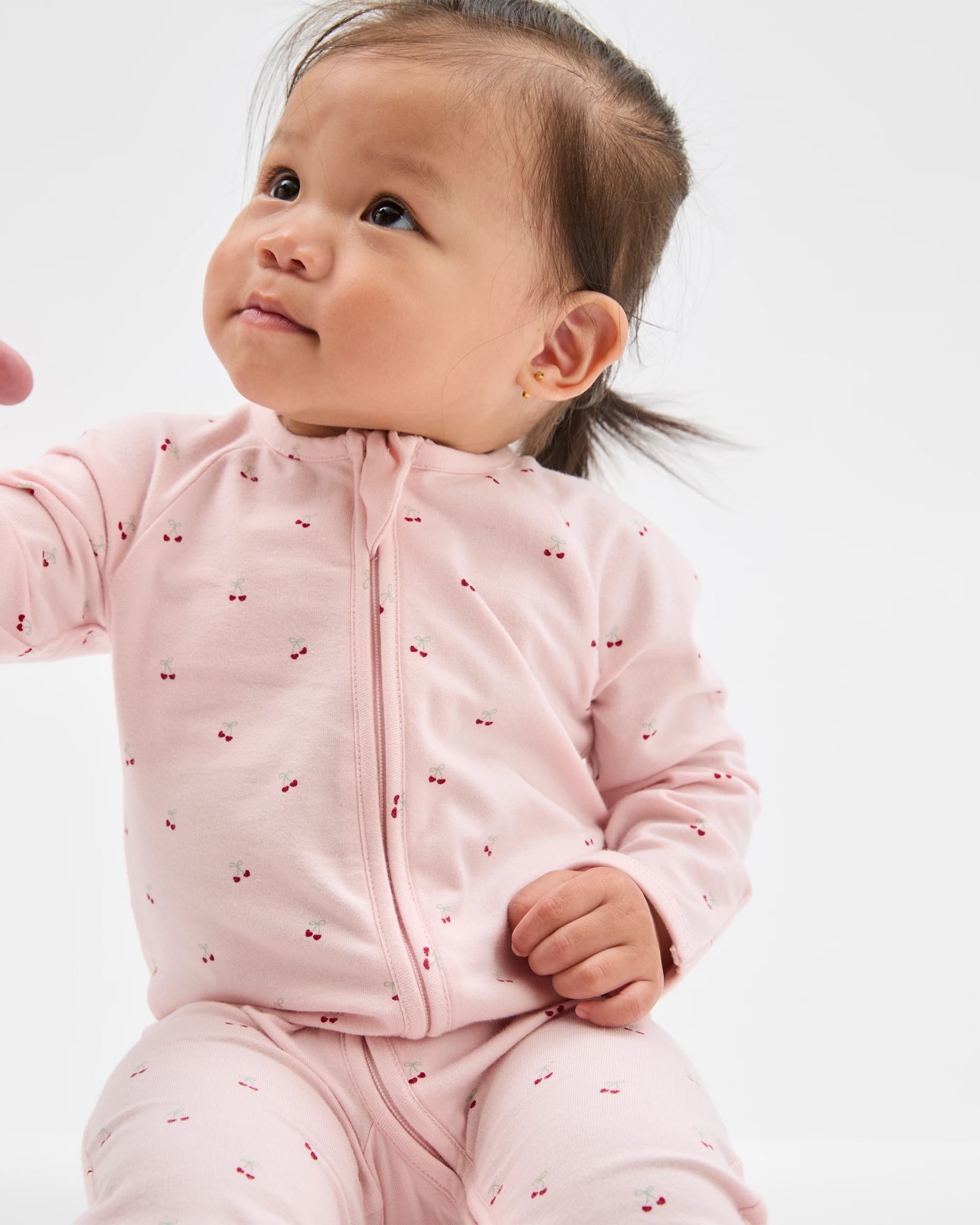 Baby Organic Cotton Zip Front Footless Coverall - Cherry Ballet 2 of 6