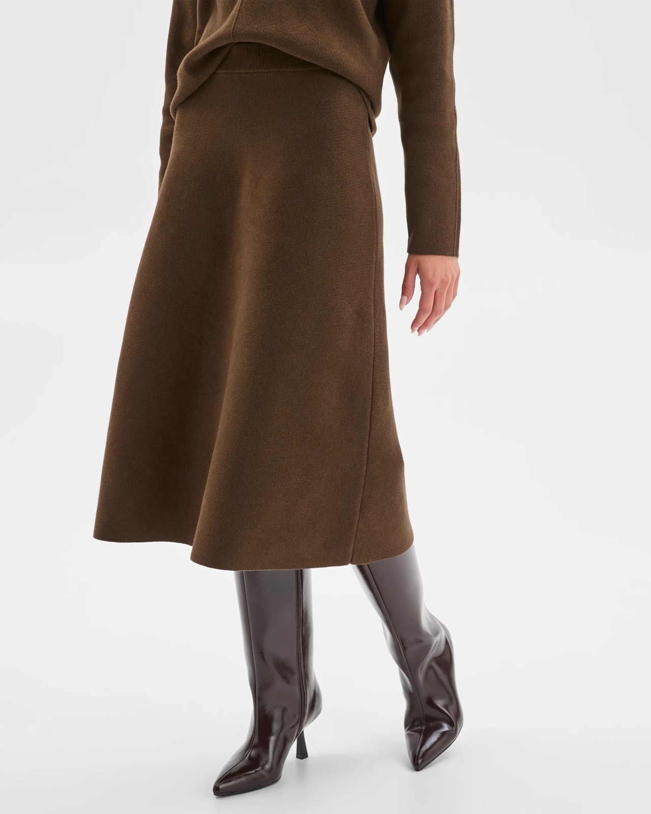 Petites Australian Cotton Blend Polished Knit Midi Skirt 2 of 5