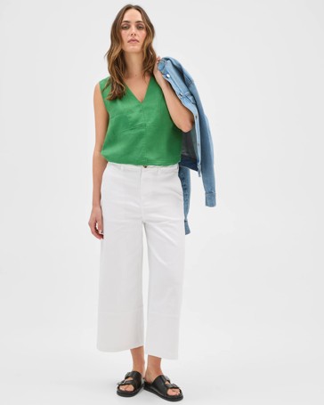 Australian Cotton Blend Stretch Twill Cropped Pants