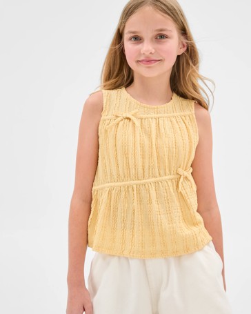 Textured Knit Bow Tank