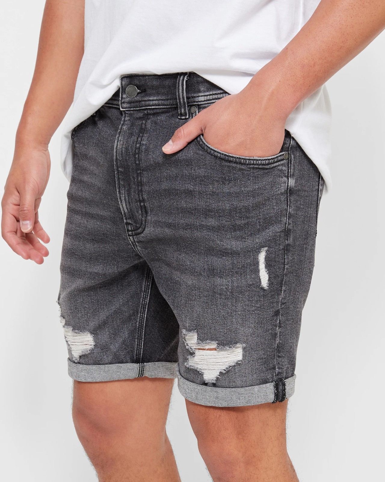 Gray hot sale denim shorts